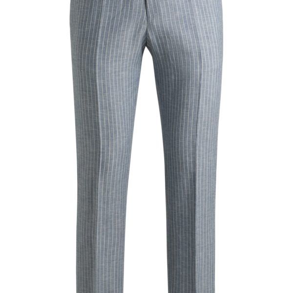 Pantalon Slim en laine vierge et lin à rayures – Hugo Boss