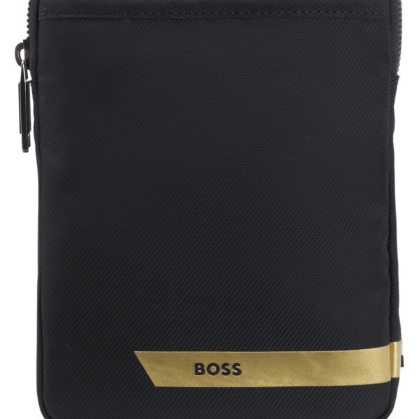 Pochette tour de cou en tissu à motif avec rayure et logo – Hugo Boss
