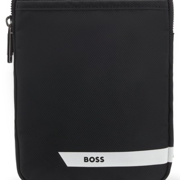 Pochette tour de cou en tissu à motif avec rayure et logo – Hugo Boss