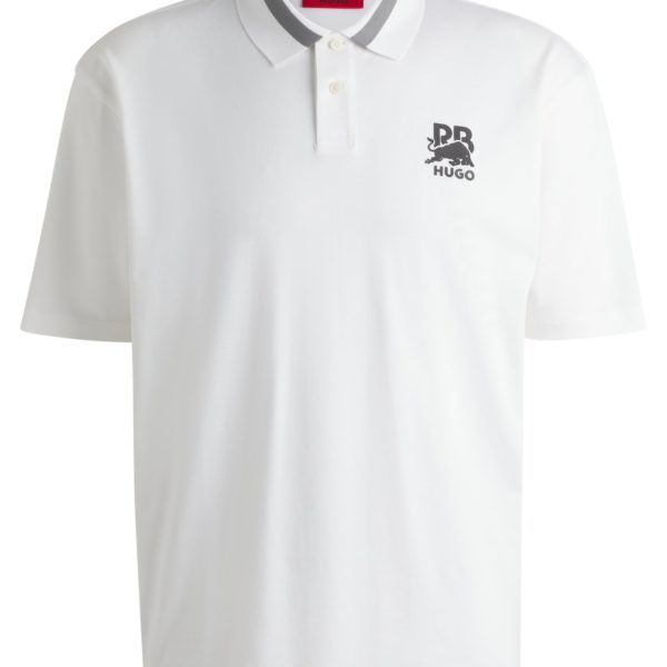 Polo HUGO x RB en coton stretch avec logo en carbone – Hugo Boss