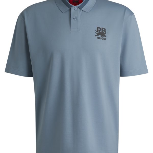 Polo HUGO x RB en coton stretch avec logo en carbone – Hugo Boss