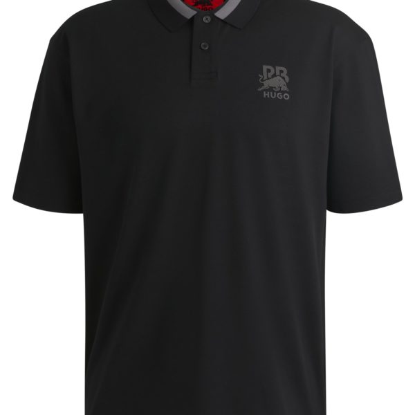 Polo HUGO x RB en coton stretch avec logo en carbone – Hugo Boss
