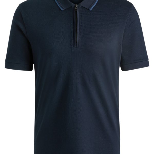 Polo en coton structuré avec patte zippée – Hugo Boss