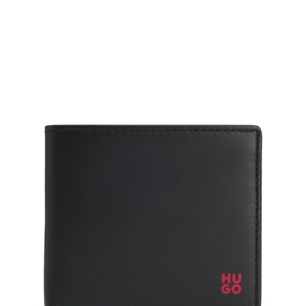 Portefeuille pliable en cuir avec logo rouge revisité – Hugo Boss