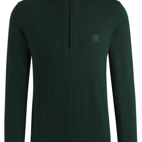 Pull à encolure zippée en coton et cachemire avec patch logoté – Hugo Boss