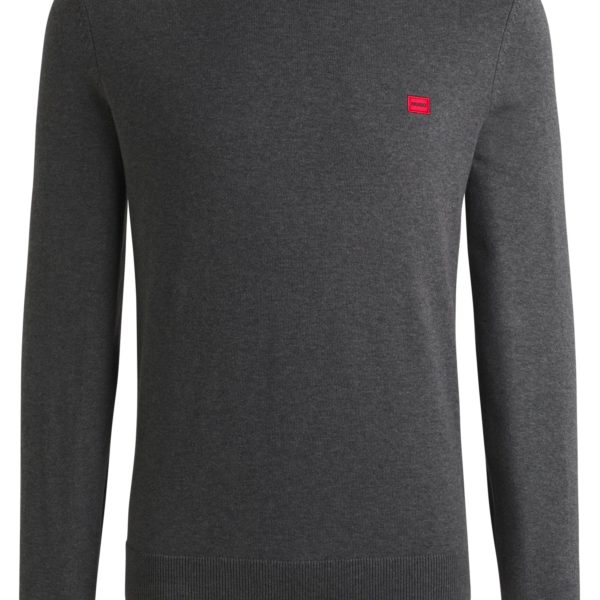 Pull en coton avec étiquette logotée rouge – Hugo Boss