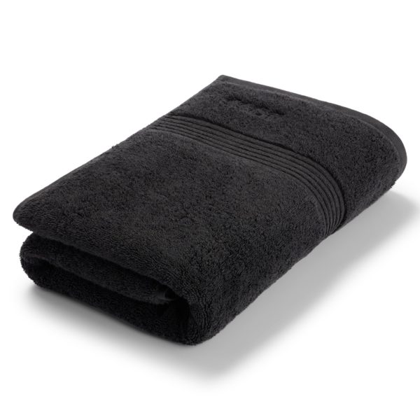 Serviette de bain en coton noir de la mer Égée avec logo ton sur ton – Hugo Boss