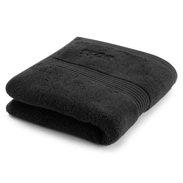 Serviette de toilette noire en coton de la mer Égée avec logo ton sur ton – Hugo Boss