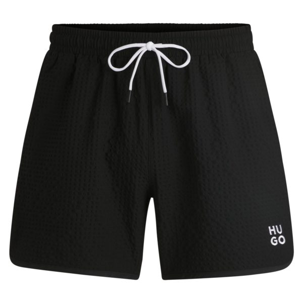 Short de bain à la structure gaufrée avec logo brodé revisité – Hugo Boss