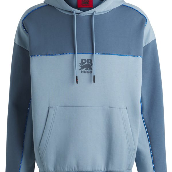 Sweat à capuche HUGO x RB en coton mélangé avec détails passepoilés – Hugo Boss