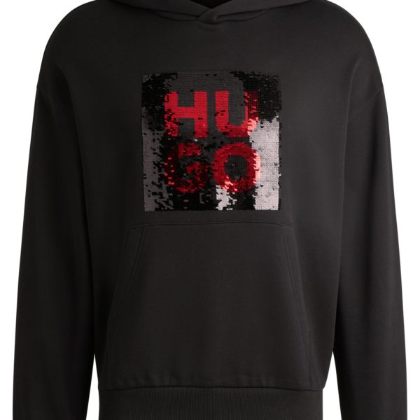 Sweat à capuche Relaxed avec logo brossé à sequins – Hugo Boss