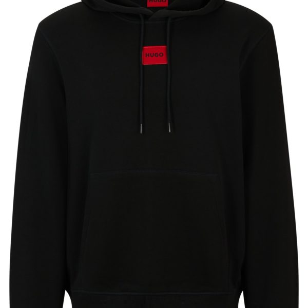 Sweat à capuche en molleton de coton avec étiquette logotée – Hugo Boss