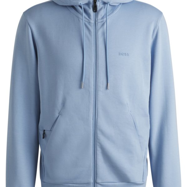 Hugo Boss Sweat à capuche zippé en coton stretch avec logo imprimé
