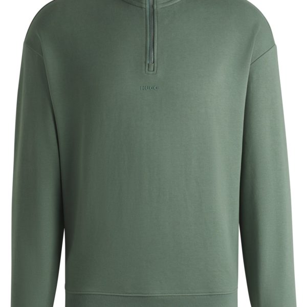 Sweat en molleton de coton avec encolure zippée et logo imprimé – Hugo Boss