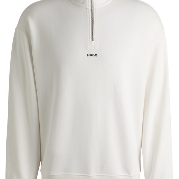 Sweat en molleton de coton avec encolure zippée et logo imprimé – Hugo Boss