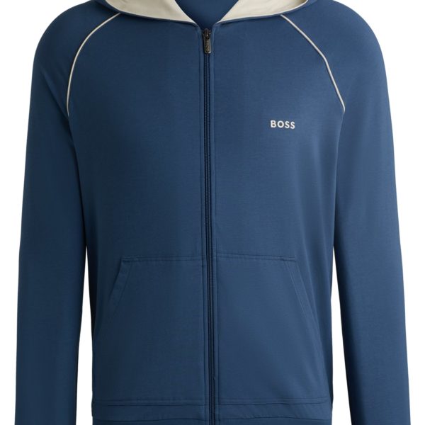 Sweat zippé en coton stretch à capuche avec logo brodé – Hugo Boss