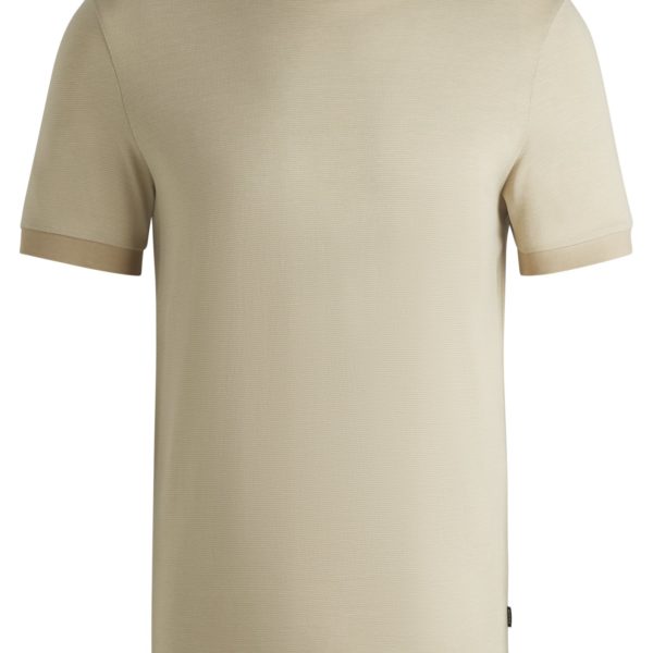 T-shirt Slim en coton structuré à col contrastant – Hugo Boss