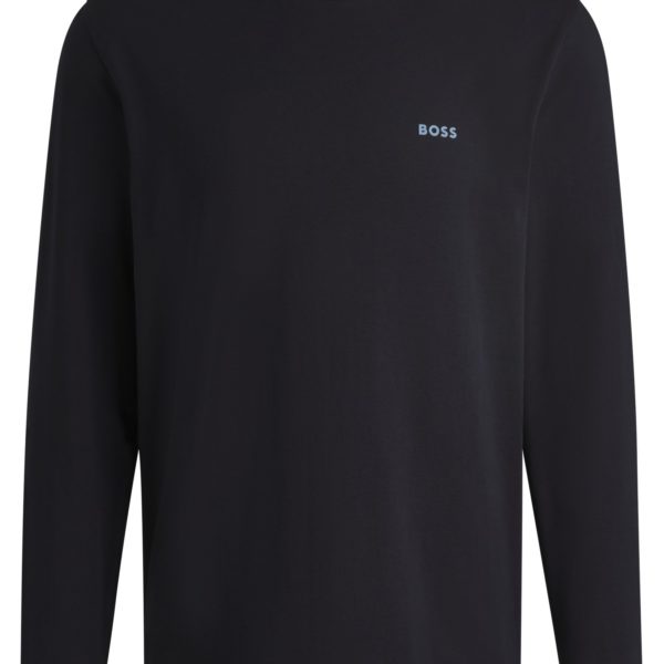 T-shirt à manches longues en coton stretch avec logo contrastant – Hugo Boss