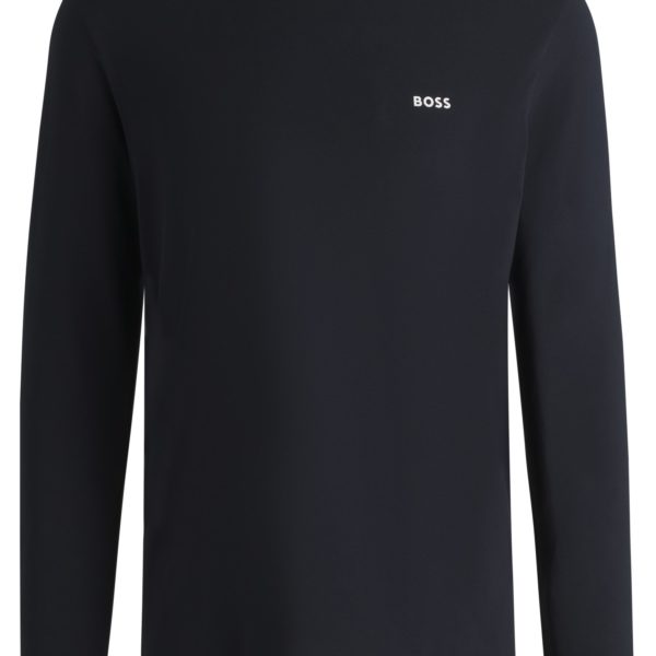 T-shirt à manches longues en coton stretch avec logo contrastant – Hugo Boss