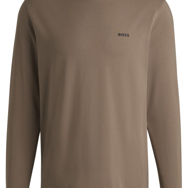 T-shirt à manches longues en coton stretch avec logo contrastant – Hugo Boss