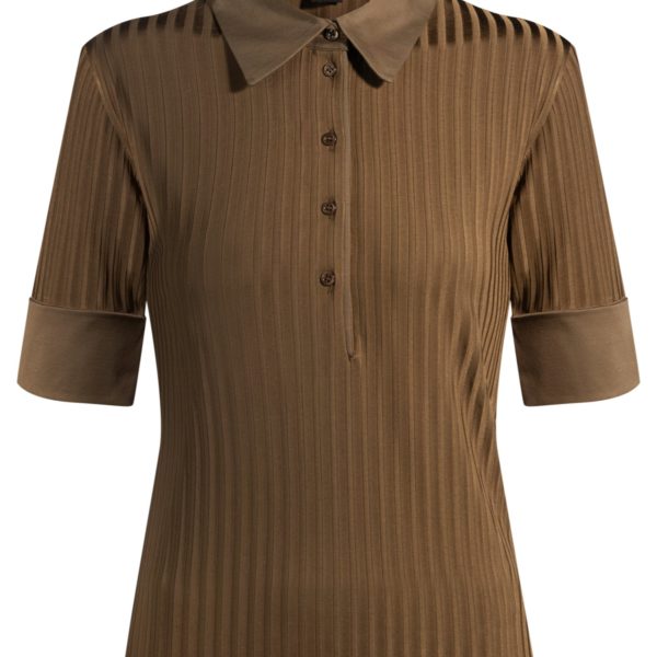 T-shirt côtelé à col polo et finitions unies – Hugo Boss