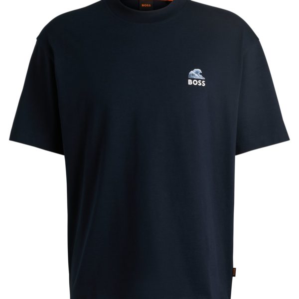 T-shirt en coton flammé à imprimé graphique au dos – Hugo Boss