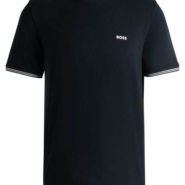 T-shirt en coton stretch avec rayures et logo – Hugo Boss