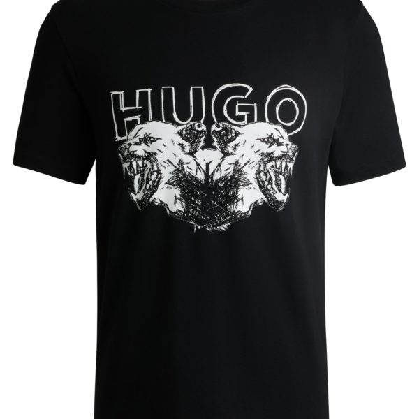 T-shirt en jersey de coton avec logo et motif animalier – Hugo Boss