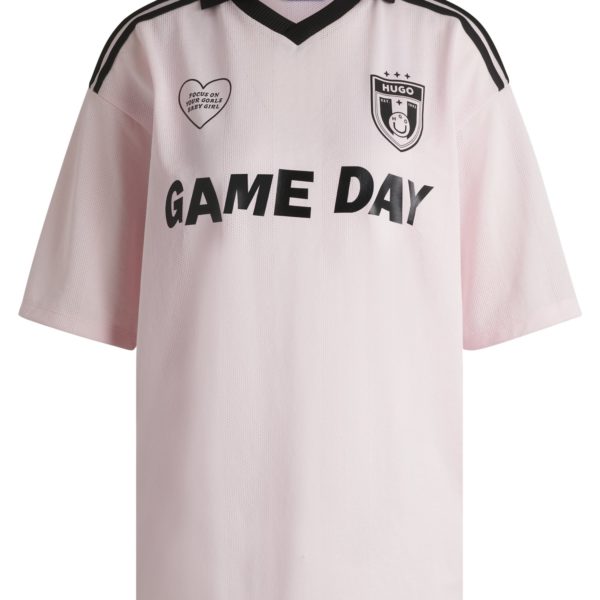 T-shirt en mesh inspiré du football avec logo Happy HUGO – Hugo Boss