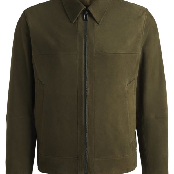 Veste Regular zippée sur le devant en cuir suédé doux – Hugo Boss