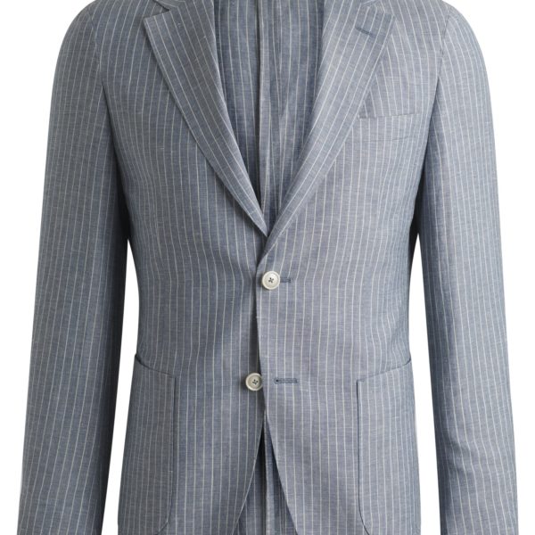 Veste Slim en laine vierge et lin à rayures – Hugo Boss