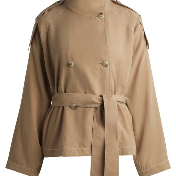 Veste à ceinture, col mao et surpiqûres contrastantes – Hugo Boss