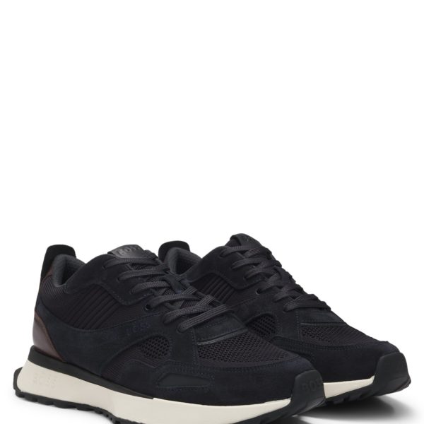Baskets avec finitions en maille et cuir bruni – Hugo Boss