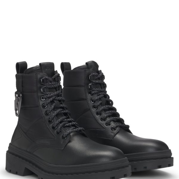 Bottines en mélange de matières avec crochet mousqueton – Hugo Boss