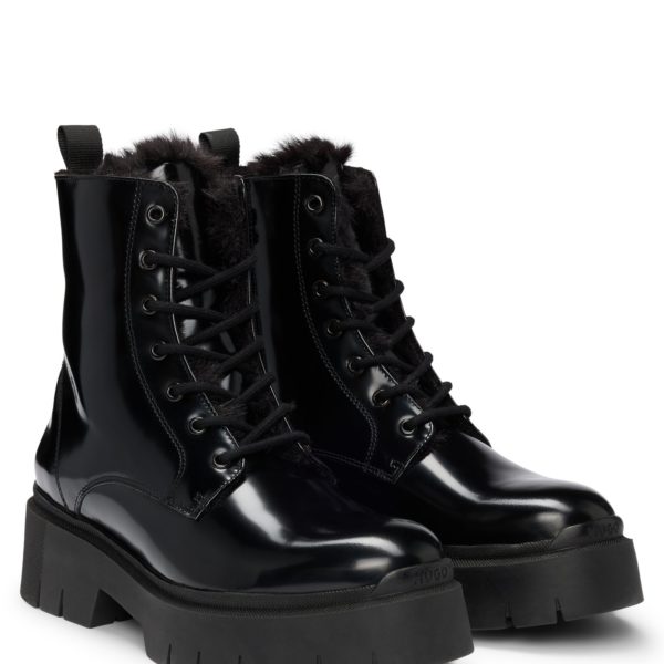 Bottines en similicuir avec tirette de fermeture éclair à logo – Hugo Boss