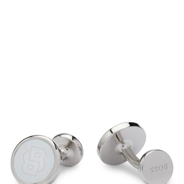 Boutons de manchette ronds en laiton avec insert monogrammé Double B – Hugo Boss