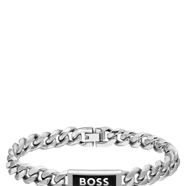 Bracelet chaîne argenté à plaquette logotée – Hugo Boss