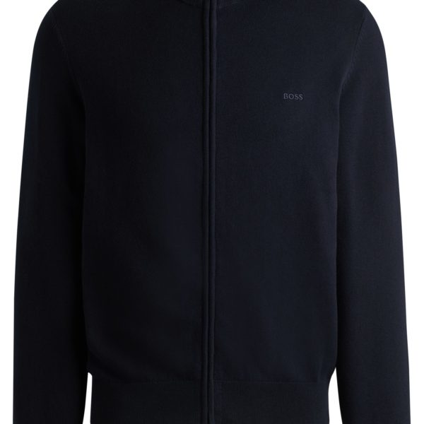 Cardigan zippé en maille de coton avec logo brodé – Hugo Boss