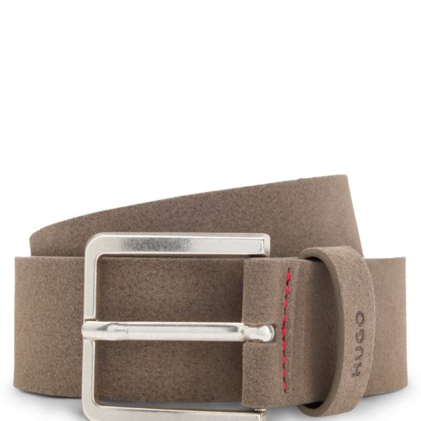 Ceinture en cuir suédé avec boucle argentée – Hugo Boss