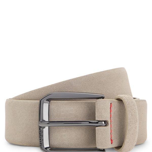 Ceinture en cuir suédé italien avec boucle logotée angulaire – Hugo Boss