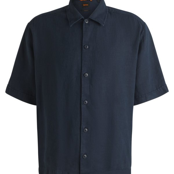 Chemise Relaxed en lin à surpiqûres ton sur ton – Hugo Boss