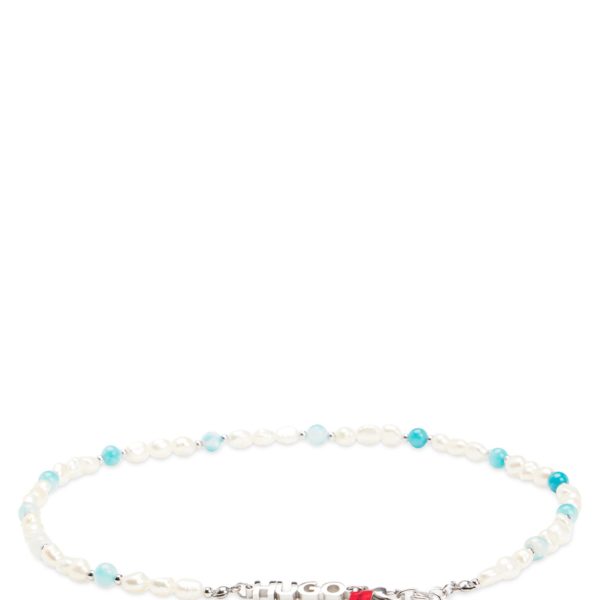 Collier à logo avec pierres colorées et perles naturelles – Hugo Boss