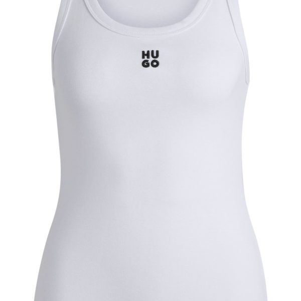 Débardeur côtelé en coton mélangé à logo brodé revisité – Hugo Boss