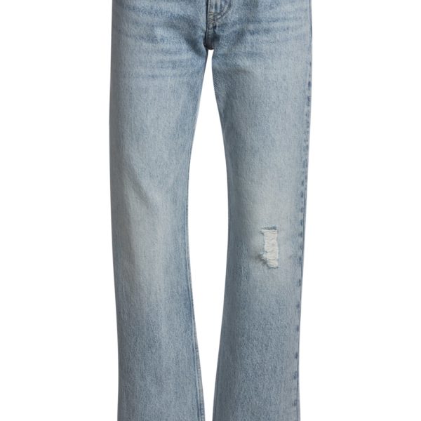 Jean coupe droite en denim bleu à détails usés – Hugo Boss