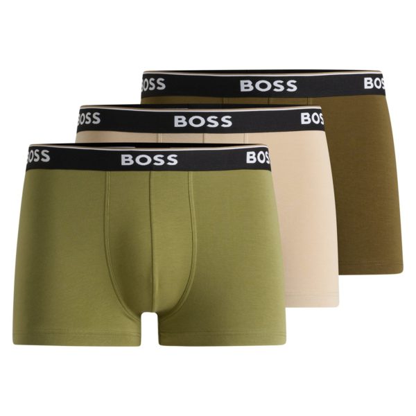 Lot de trois boxers courts en coton stretch avec taille logotée – Hugo Boss