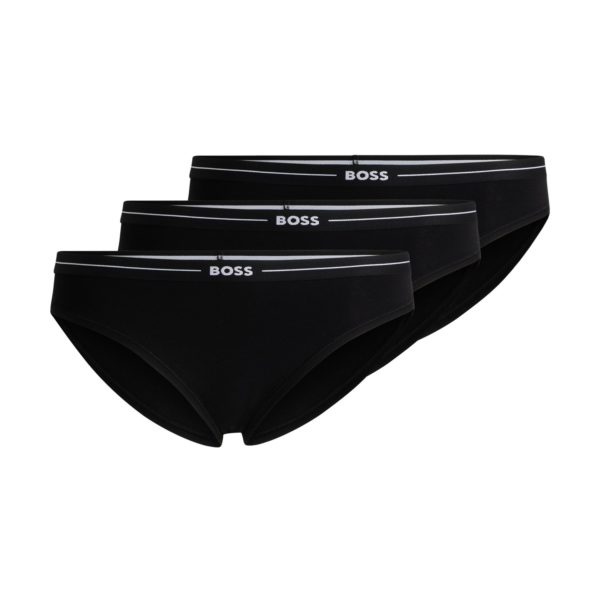 Lot de trois slips en coton stretch avec taille logotée – Hugo Boss