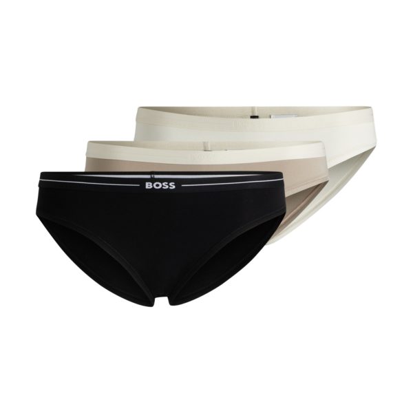 Lot de trois slips en coton stretch avec taille logotée – Hugo Boss