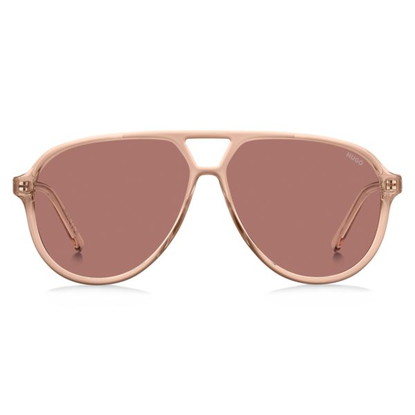 Lunettes de soleil à double pont en acétate rose – Hugo Boss