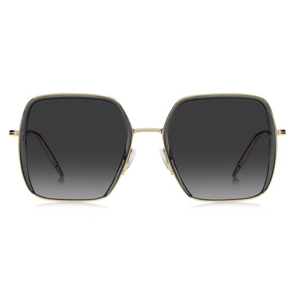 Lunettes de soleil en acétate gris avec branches dorées – Hugo Boss