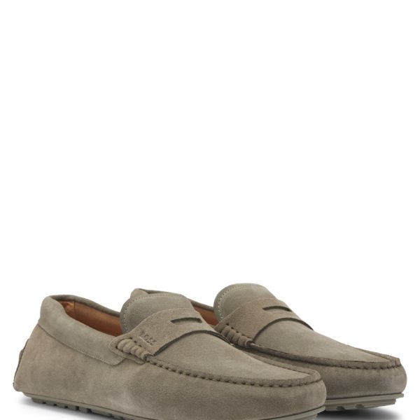 Mocassins confectionnés au Portugal en cuir suédé avec finition Penny – Hugo Boss